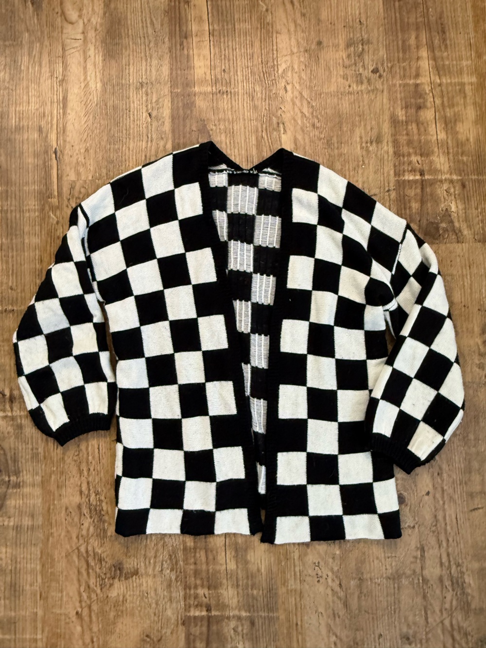 SHEIN Checkerboard Open Cardigan